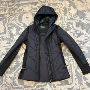 Athleta Women’s black jacket size small- with leather- like detail